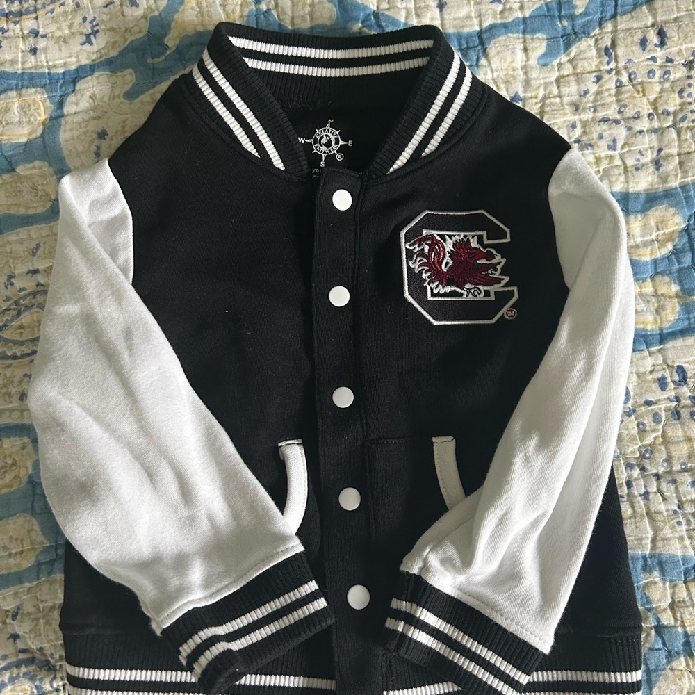 Kids Black and White Varsity Jacket